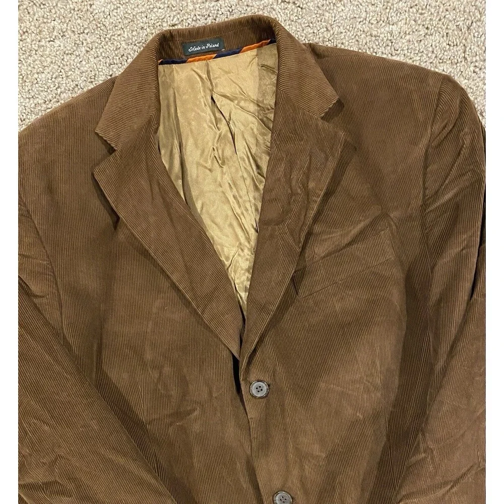 J.Crew Corduroy Blazer Jacket Men's 44R Brown Made In Poland W/ Italian Cashmere